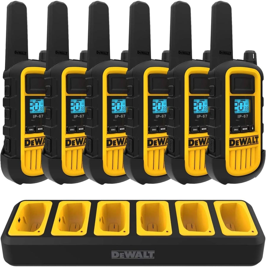 Heavy Duty 6-Pack Walkie Talkies + Gang Charger Long Range Waterproof