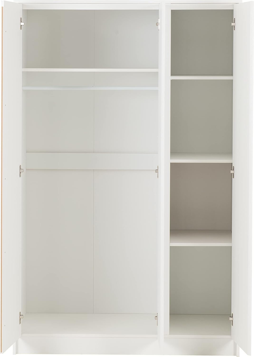 3 Door White Wardrobe Lockable Clothes Storage Spacious Modern Design