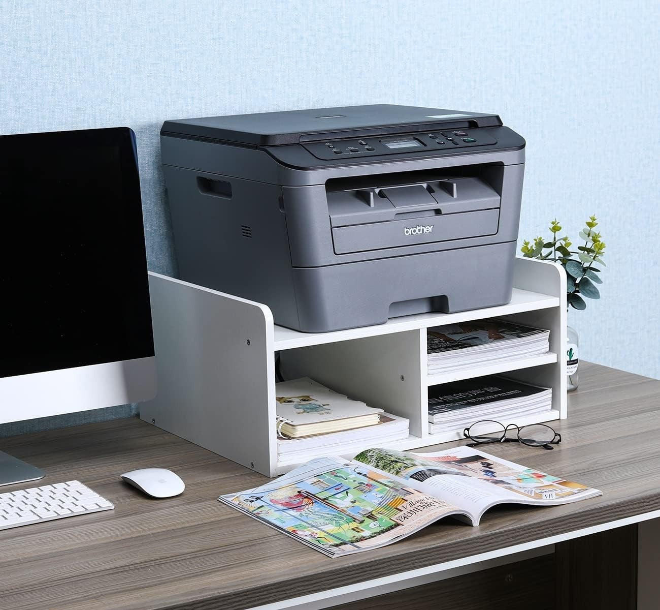 Desktop Printer Stand with Storage & 3 Compartments – Desk Organiser