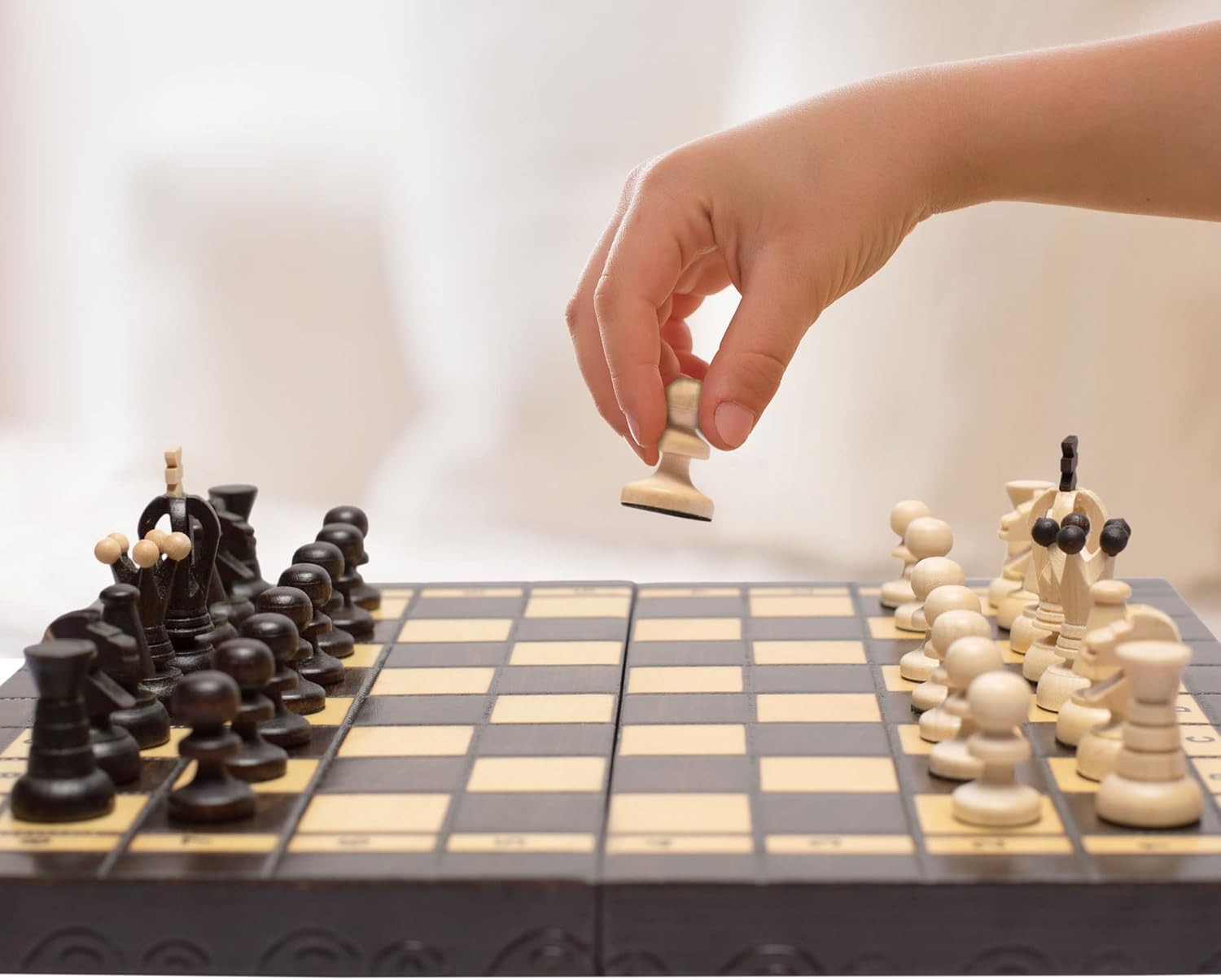 Luxury Wooden Chess Set 35cm Continental Board Handcrafted Pieces Gift Set
