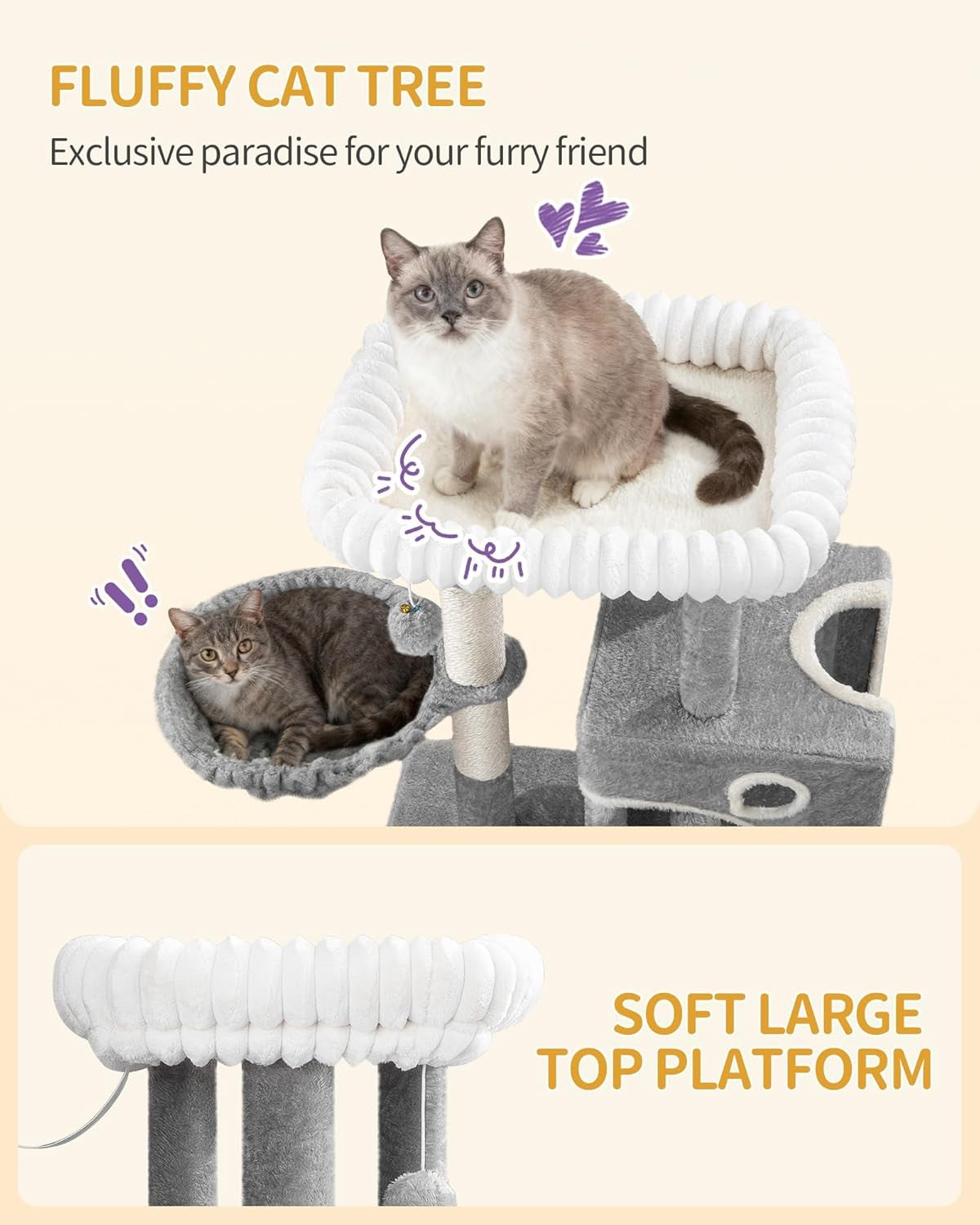 Cat Tree Tower Indoor 98cm Multi Level Scratching Post Condo Climbing Centre
