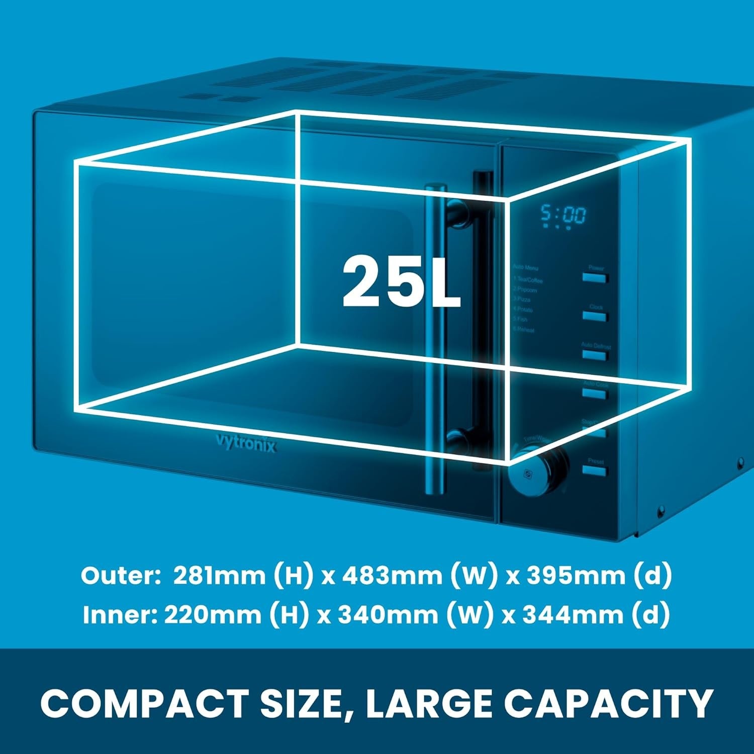 25L 900W Digital Microwave Oven 5 Power Levels Timer Defrost Kitchen