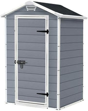 Plastic Garden Shed 4x3ft Outdoor Waterproof Storage with Floor Grey