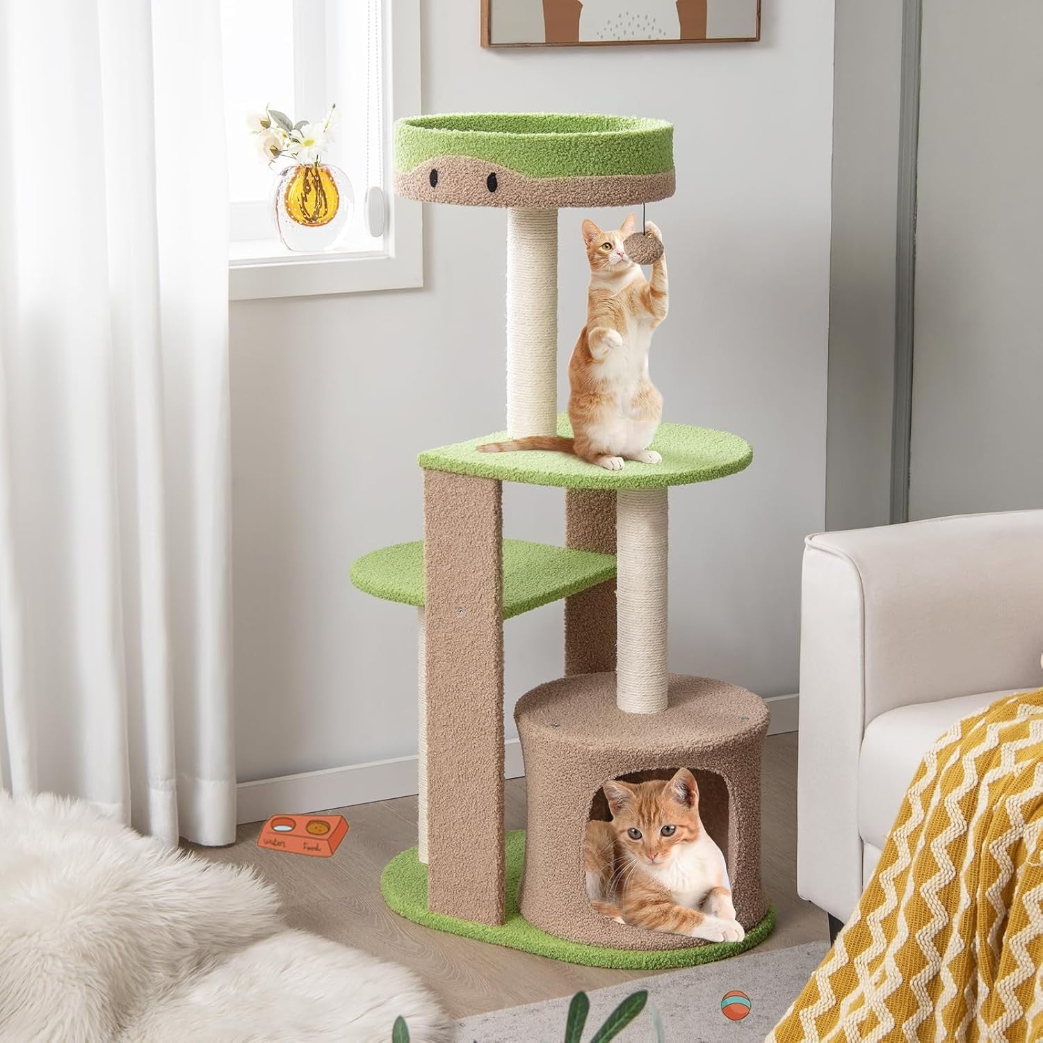 Brown Multi-Level Cat Tree with Condo Scratching Posts Climbing Tower 111cm