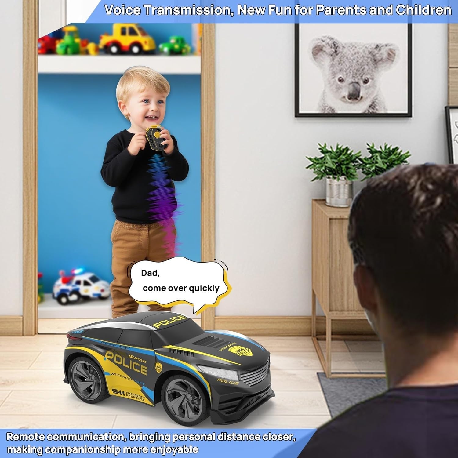 RC Police Car for Kids 2.4GHz Voice Changing Lights Sirens Rechargeable Toy 3–8