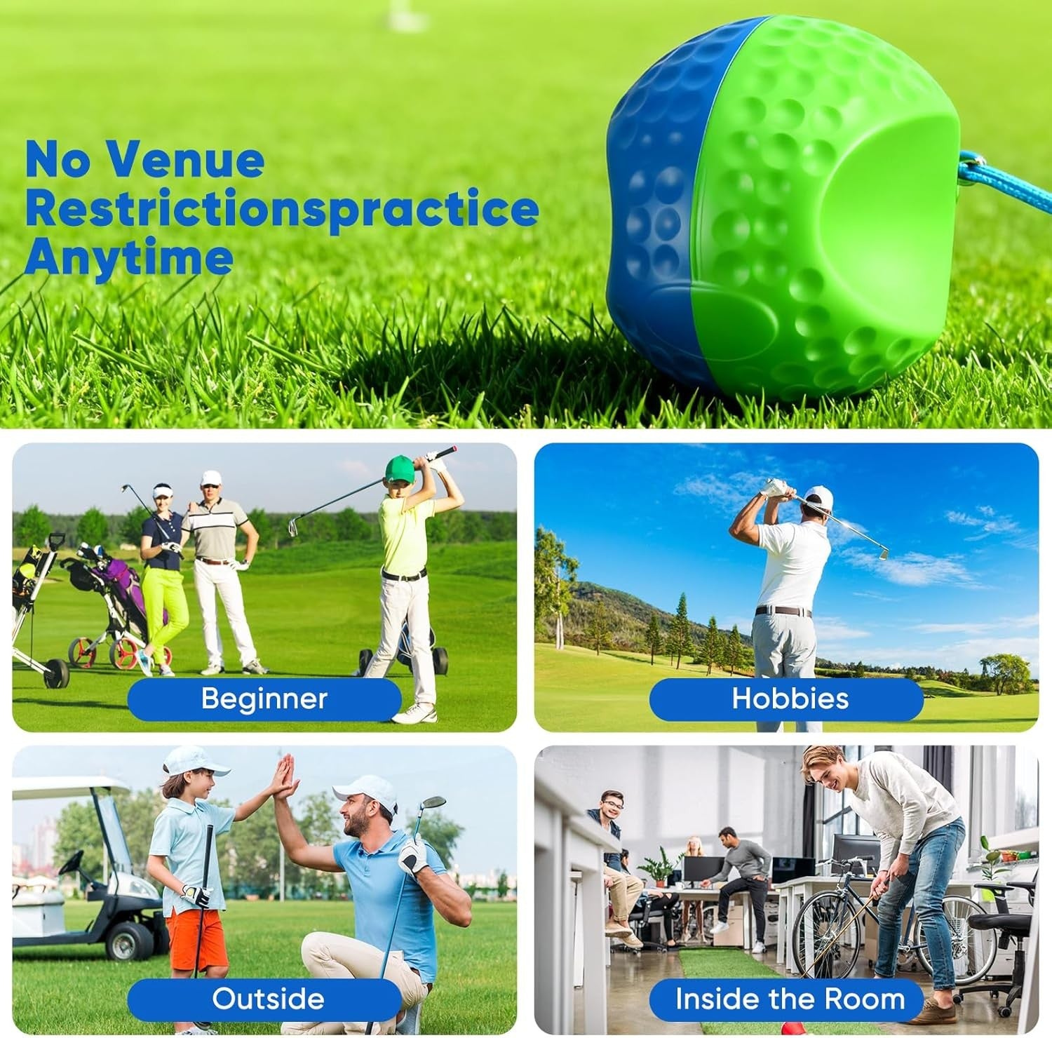 Golf Swing Trainer Ball Posture Correction Aid w/ Carry Rope