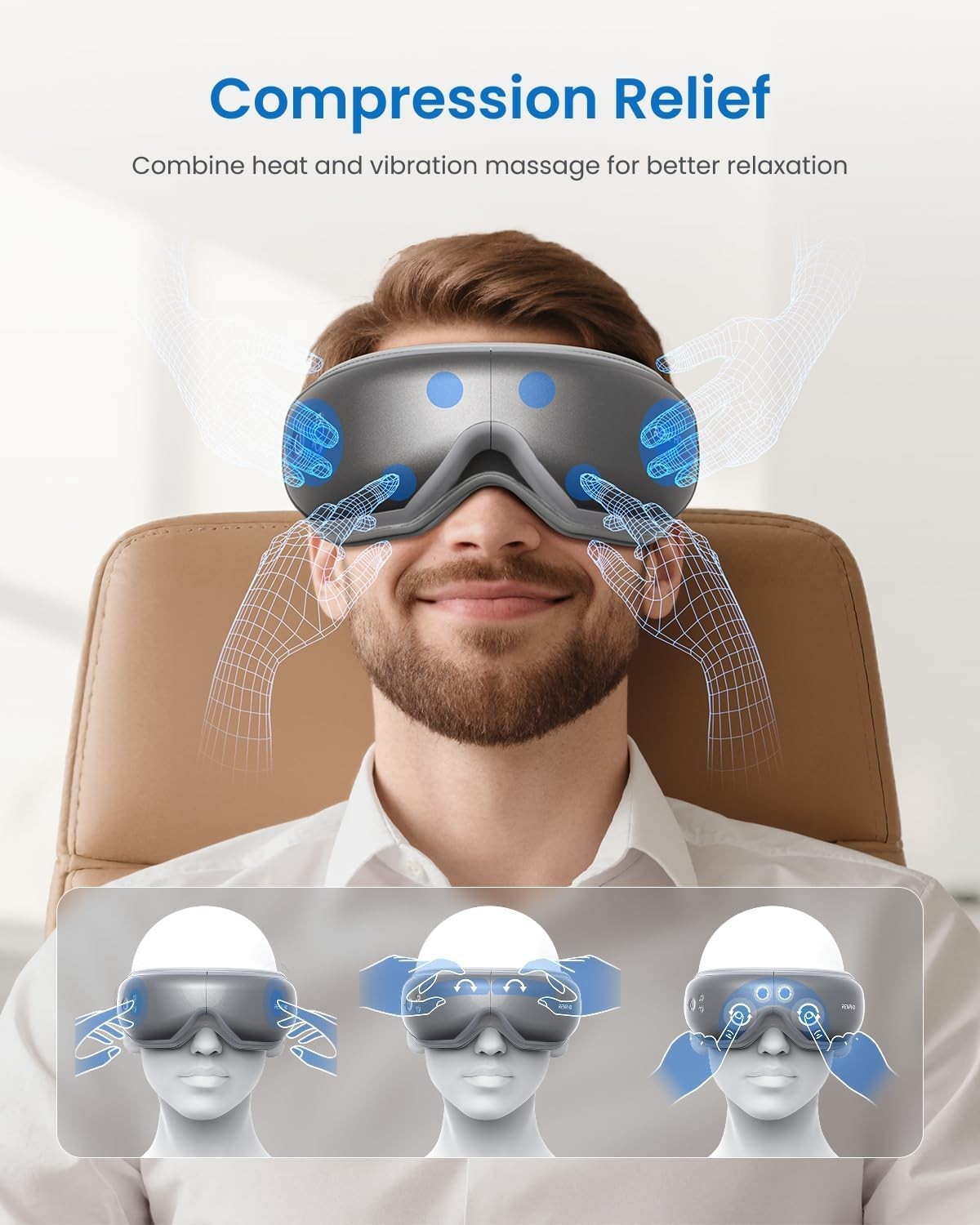 Heated Eye Massager Bluetooth Sleep Mask Dry Eyes Dark Circles