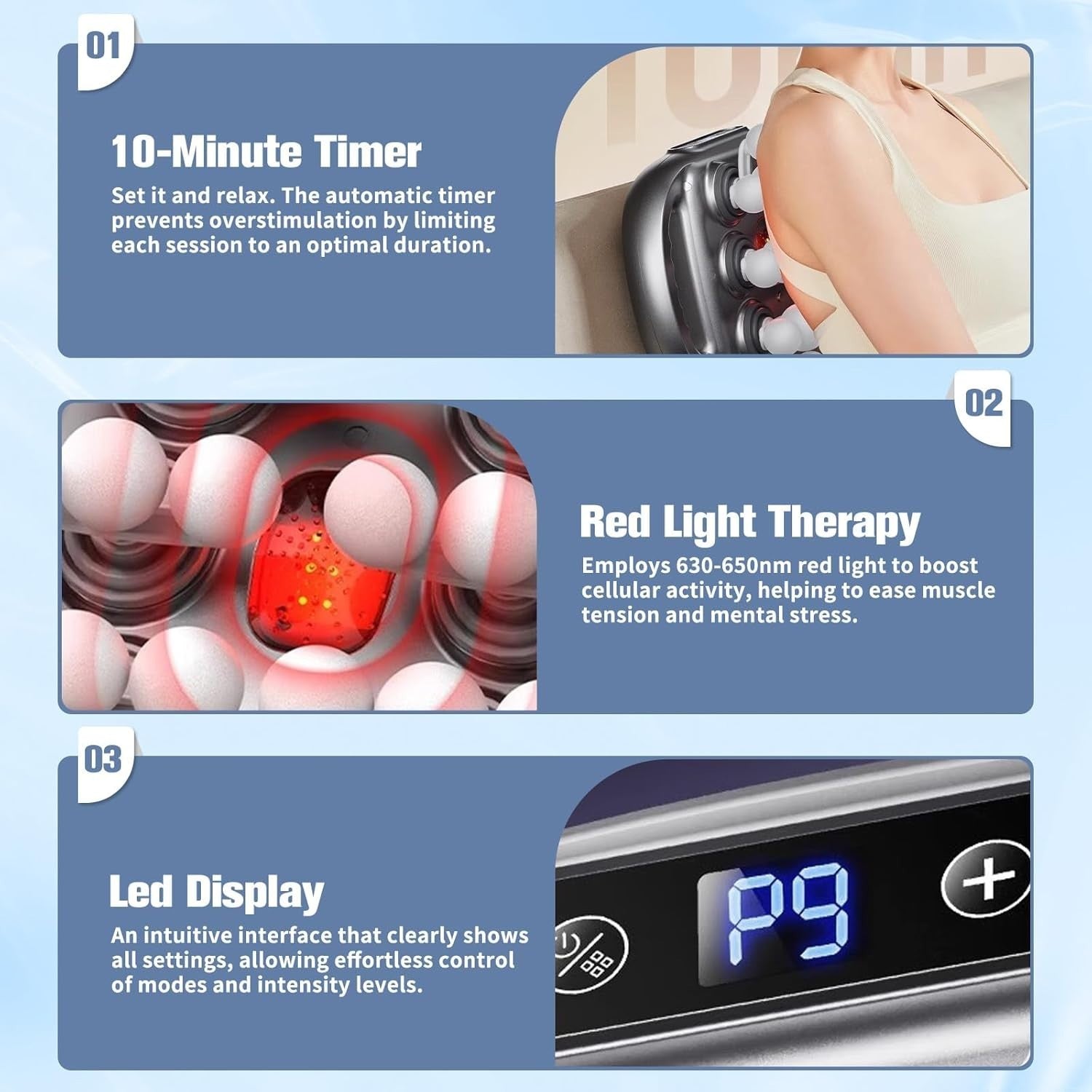 22 Head Deep Tissue Massage Gun Red Light Therapy Cordless Muscle Massager