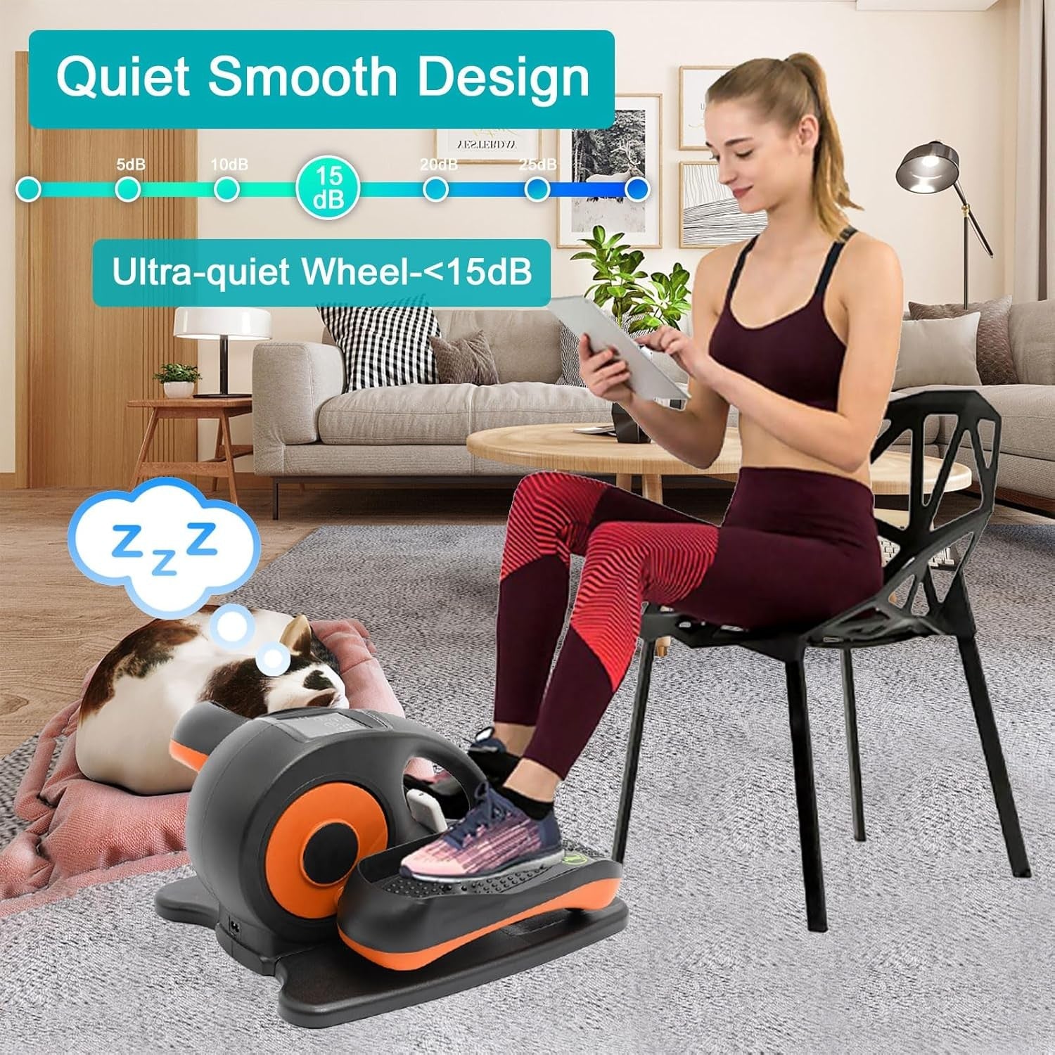 Under Desk Elliptical Pedal Exerciser Electric Remote LCD Seated Trainer