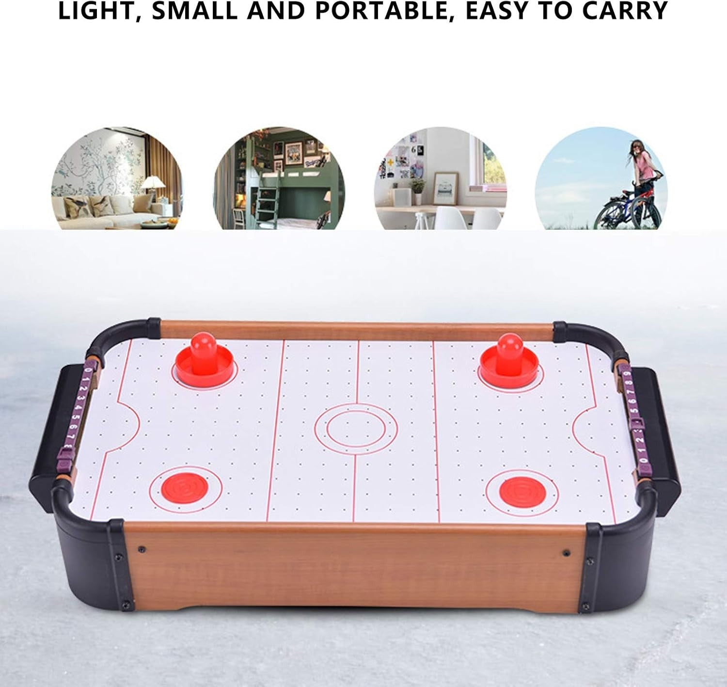 Portable Tabletop Air Hockey Game Battery Powered 2 Player Family Fun