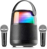 Kids Bluetooth Karaoke Machine with 2 Wireless Mics LED Speaker