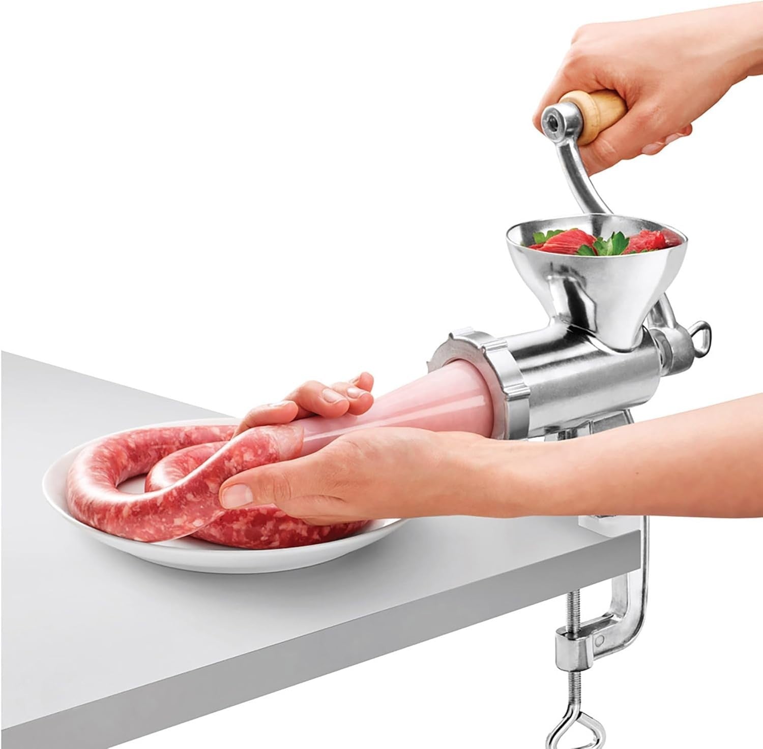 Manual Meat Grinder Sausage Stuffer Pasta Maker Aluminium Mincer