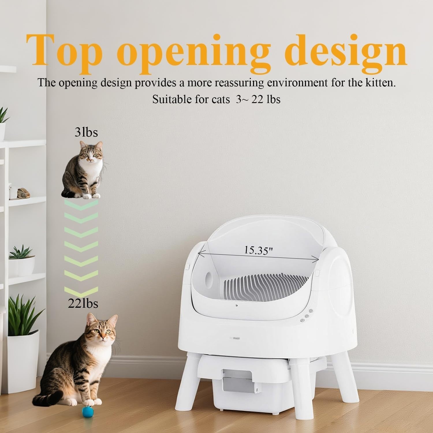 Open Top Self Cleaning Cat Litter Box Quiet Auto Tray Multi Cat