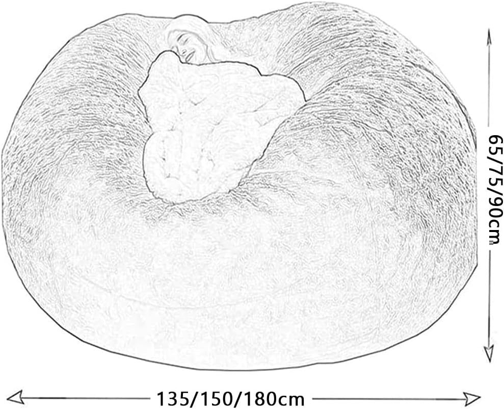 White Giant Faux Fur Bean Bag Chair Cover Ultra Soft Fluffy 5ft Seat Sofa