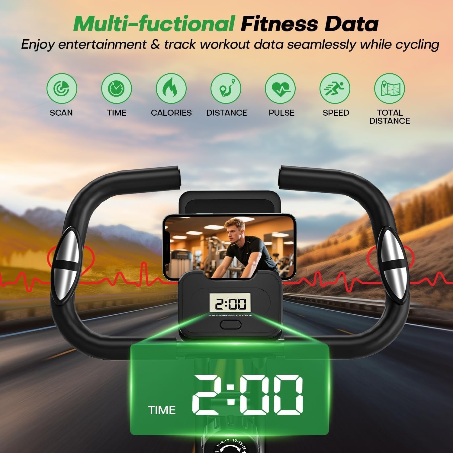 Foldable Exercise Bike 16-Level Magnetic Resistance Quiet Adjustable Seat