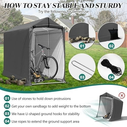 Outdoor Bike Storage Shelter 6x3ft Waterproof Bicycle Garage Shed