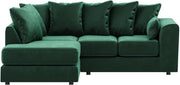 Green L-Shaped 3+2 Seater Corner Sofa - Plush Fabric Modular Couch (Left Hand)