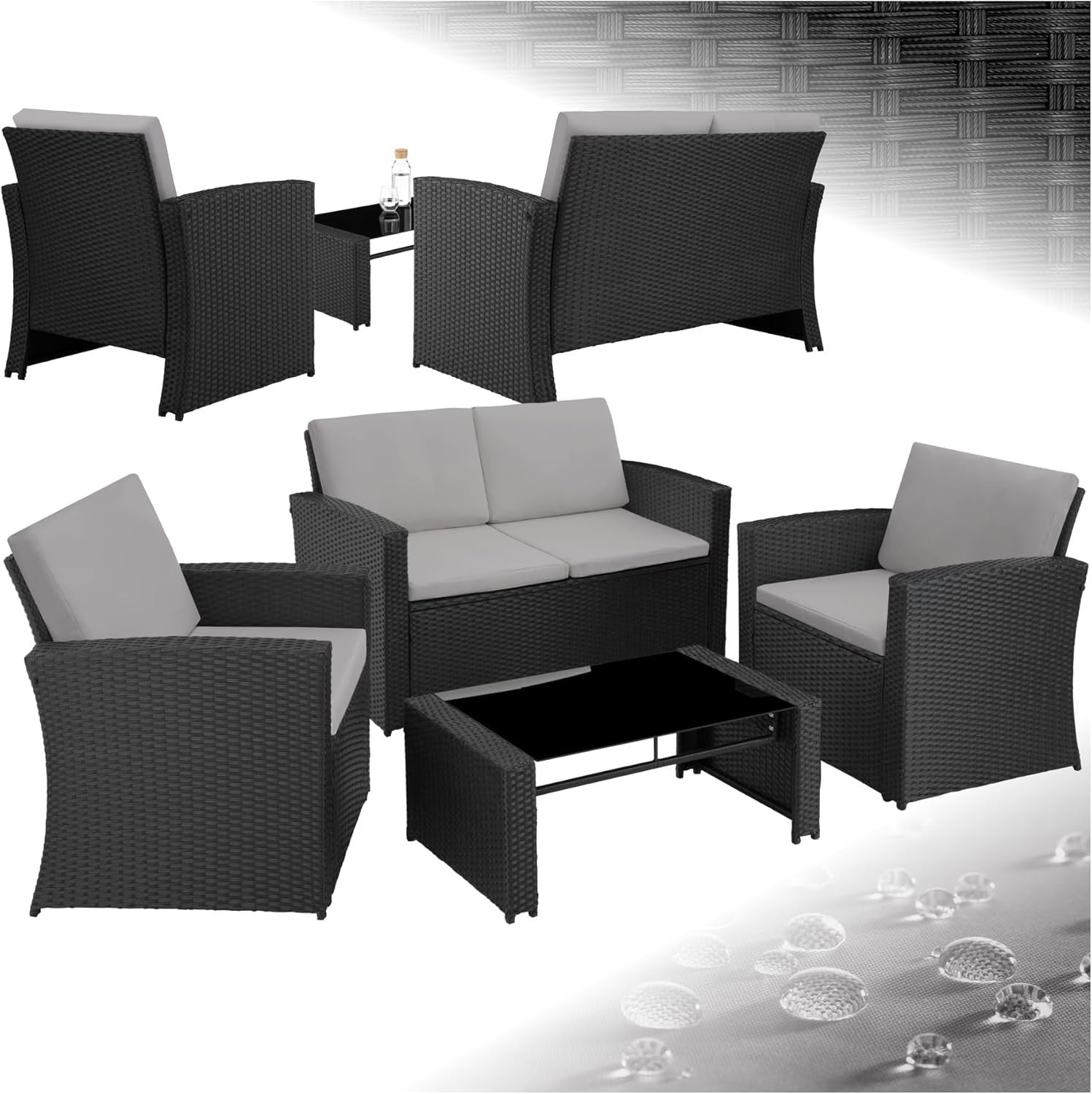 Rattan Garden Furniture Set 4 Seater Sofa Table Chairs Cushions Patio