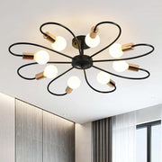 8-Light Black Gold Ceiling Light Flush Mount for Living Room