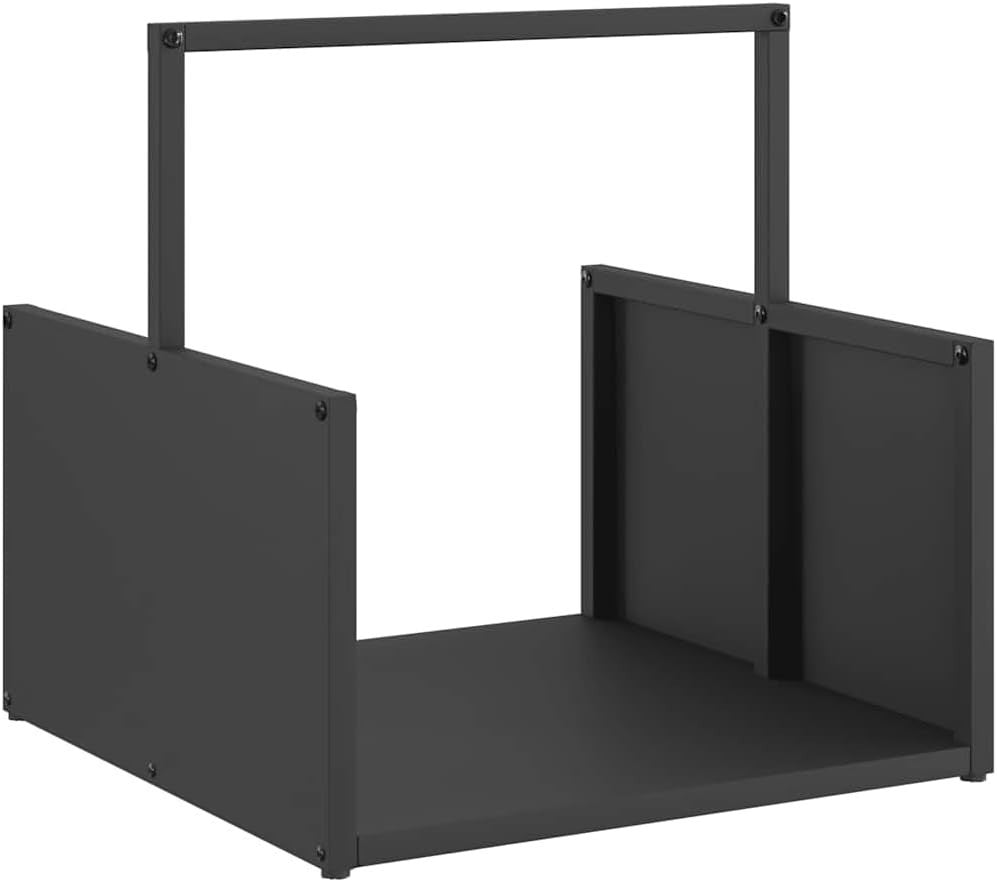 Firewood Log Rack Metal Storage Holder Indoor Outdoor Black 40x40x40cm