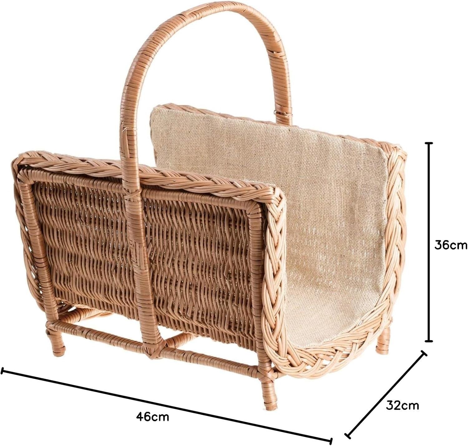 Wicker Log Basket with Handle – Stylish, Durable Indoor Fireplace Storage