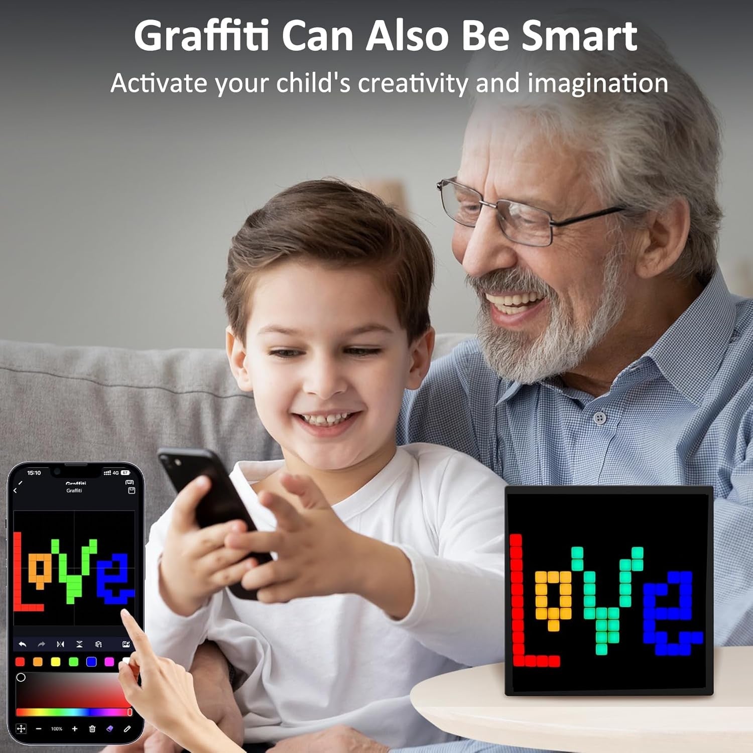 Pixel Art Alarm Clock RGB LED Display Bluetooth App Control Multicolour