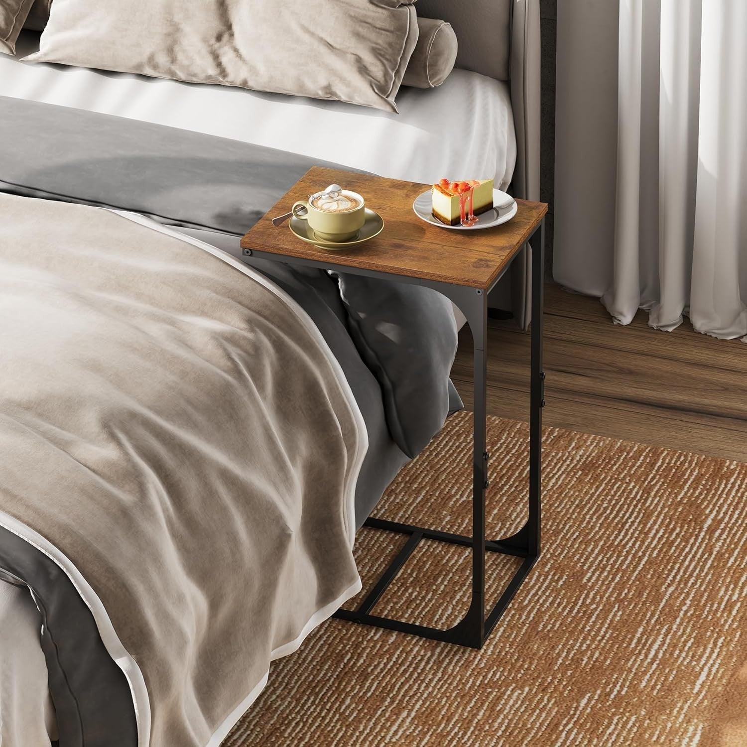 Slim C Shaped Side Table Sofa Bed Laptop Snack Coffee Table 40x30x62cm