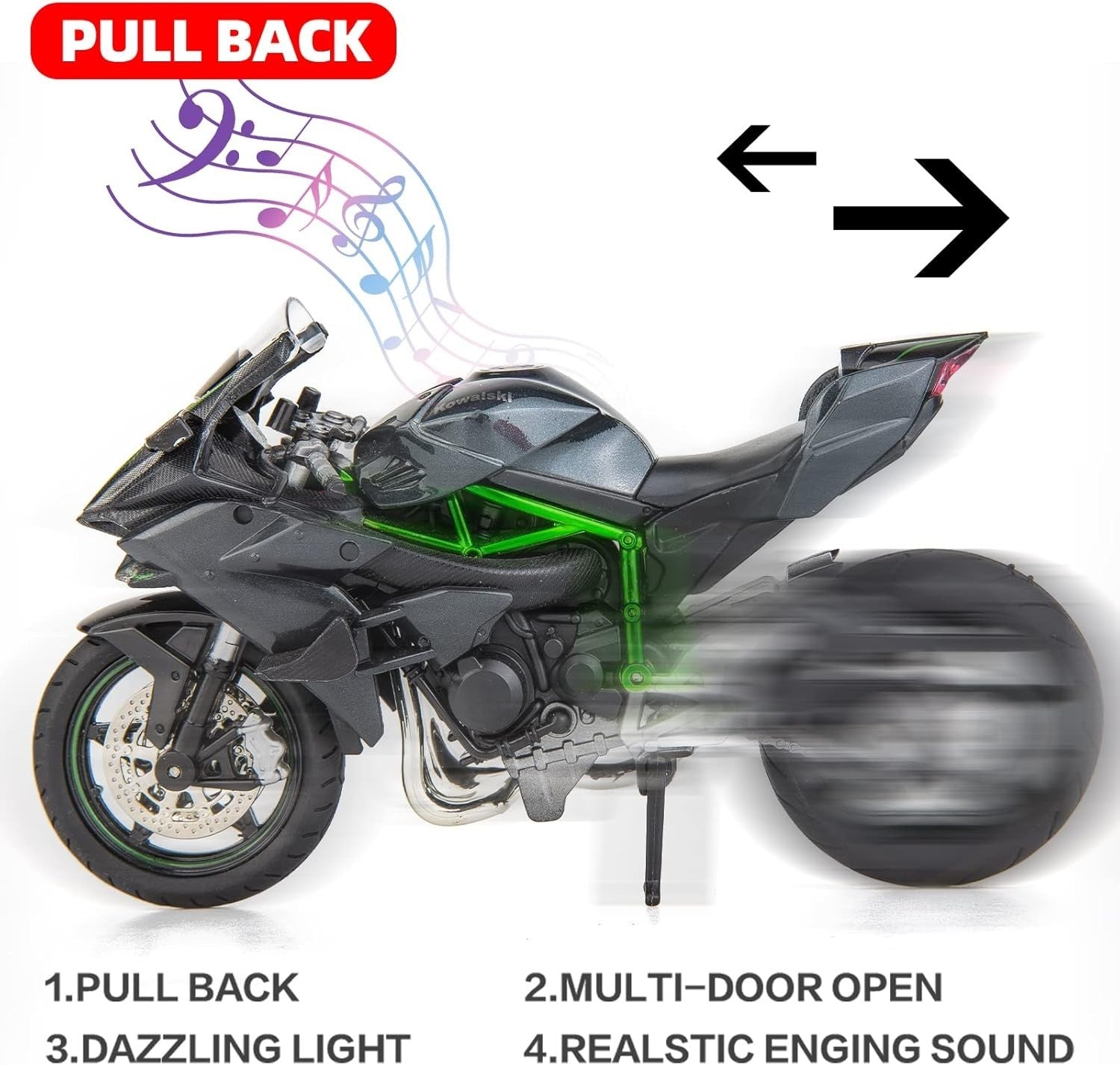 1:12 Scale Diecast Motorcycle Model with Rotating Wheels & Realistic Details