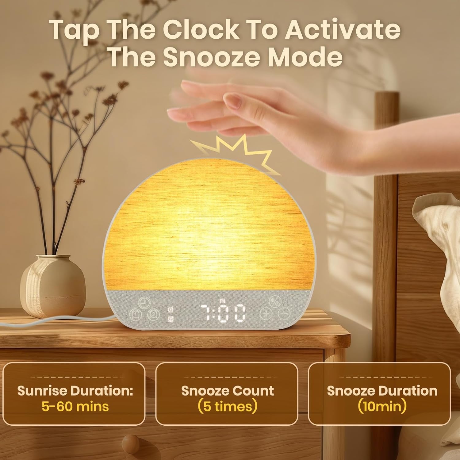 Sunrise Alarm Clock Wake Up Light Sound Machine Bluetooth Dual Alarm USB