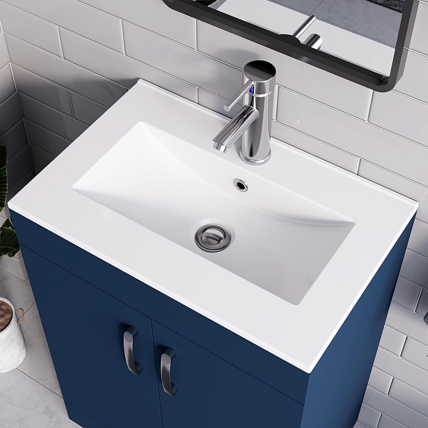 600mm Blue Bathroom Vanity Unit with Basin Floor Standing Sink Storage Cabinet