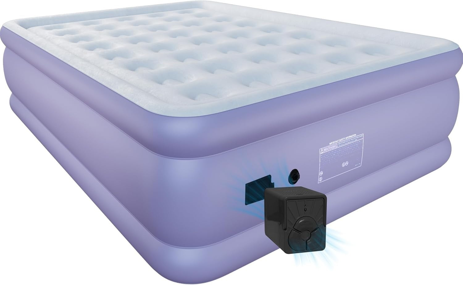 King Size Self-Inflating Air Mattress 3 Min Battery Pump Velvet Top Bed