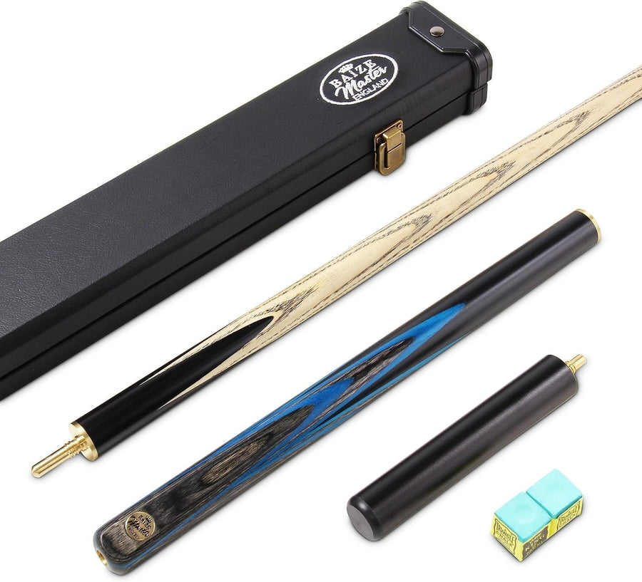57in English 8 Ball Pool Cue Set 3/4 Joint 8.5mm Tip Case Extenders