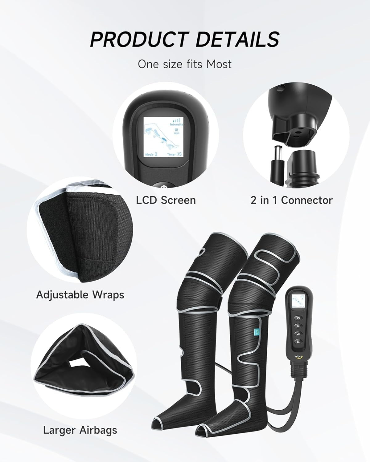 Leg Massager for Circulation with Heat, Compression & Foot Pain Relief