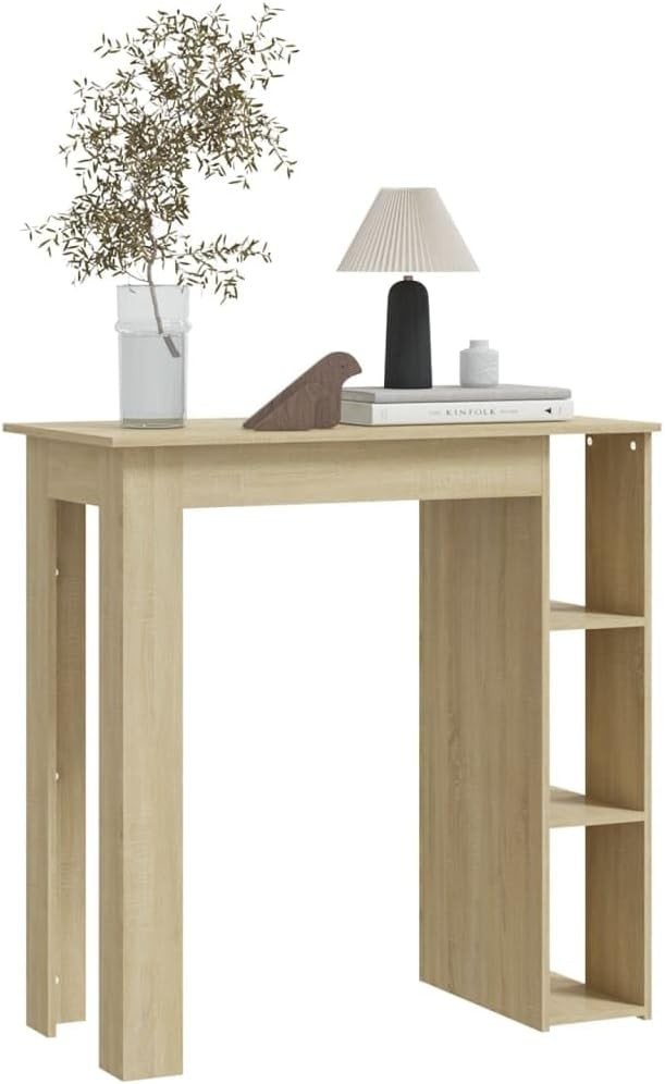 Sonoma Oak Bar Table with Storage Shelves Modern Breakfast Pub Desk Furniture