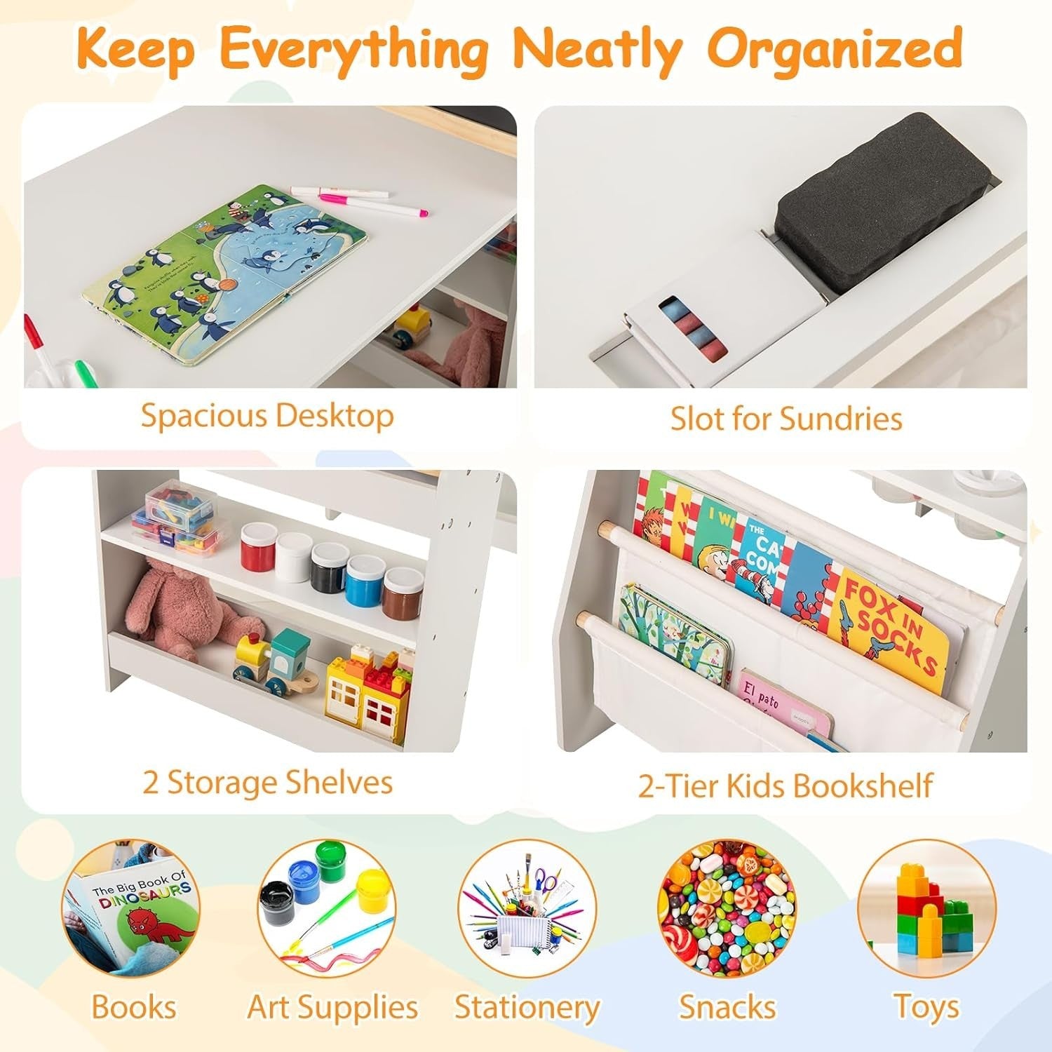 Kids Art Table & Chair Set with Double-Sided Easel, Paper Roll & Storage – Toddl