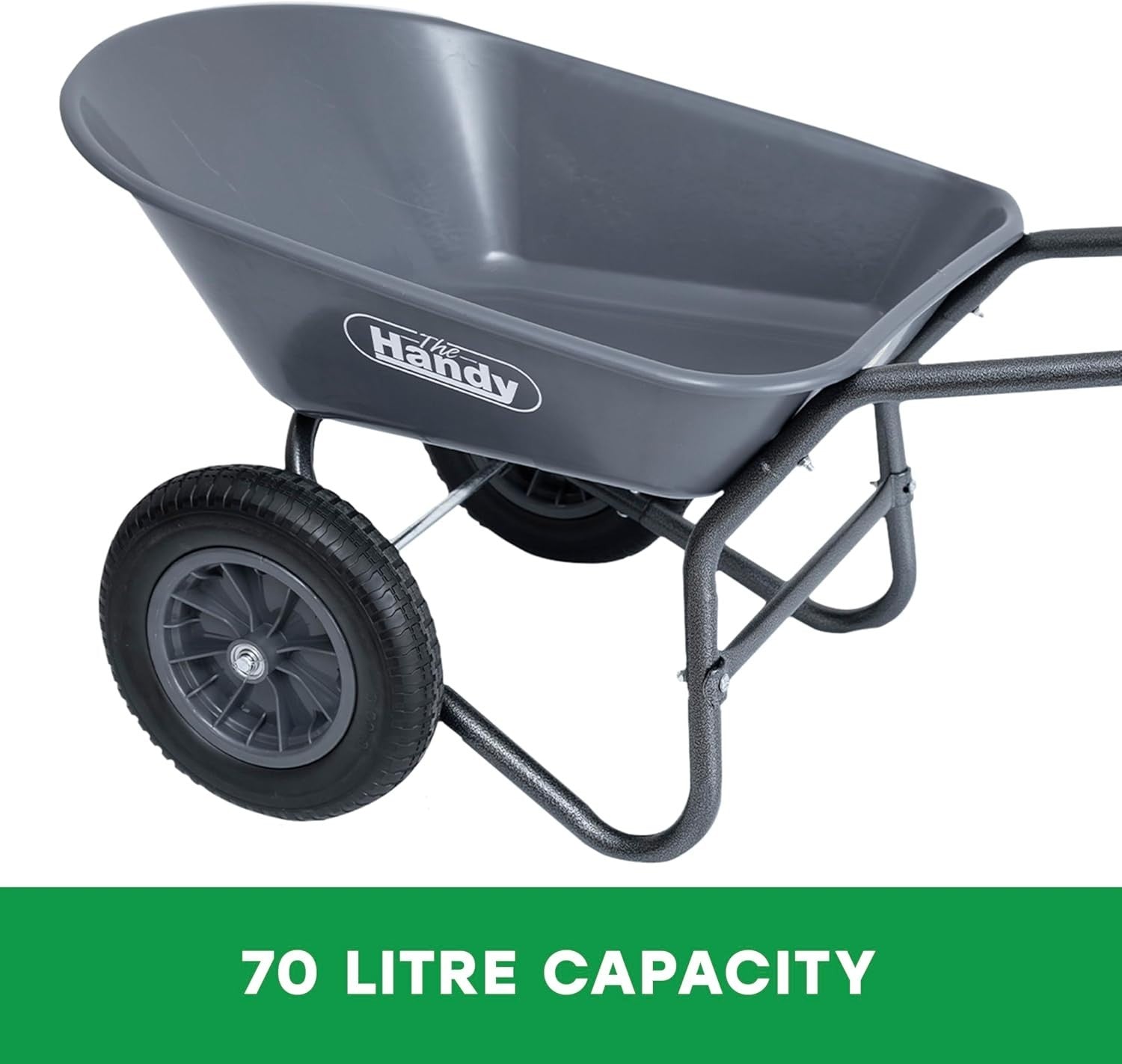 78L 2-Wheel Garden Wheelbarrow Grey – Puncture Proof Tyres Lightweight Poly Body