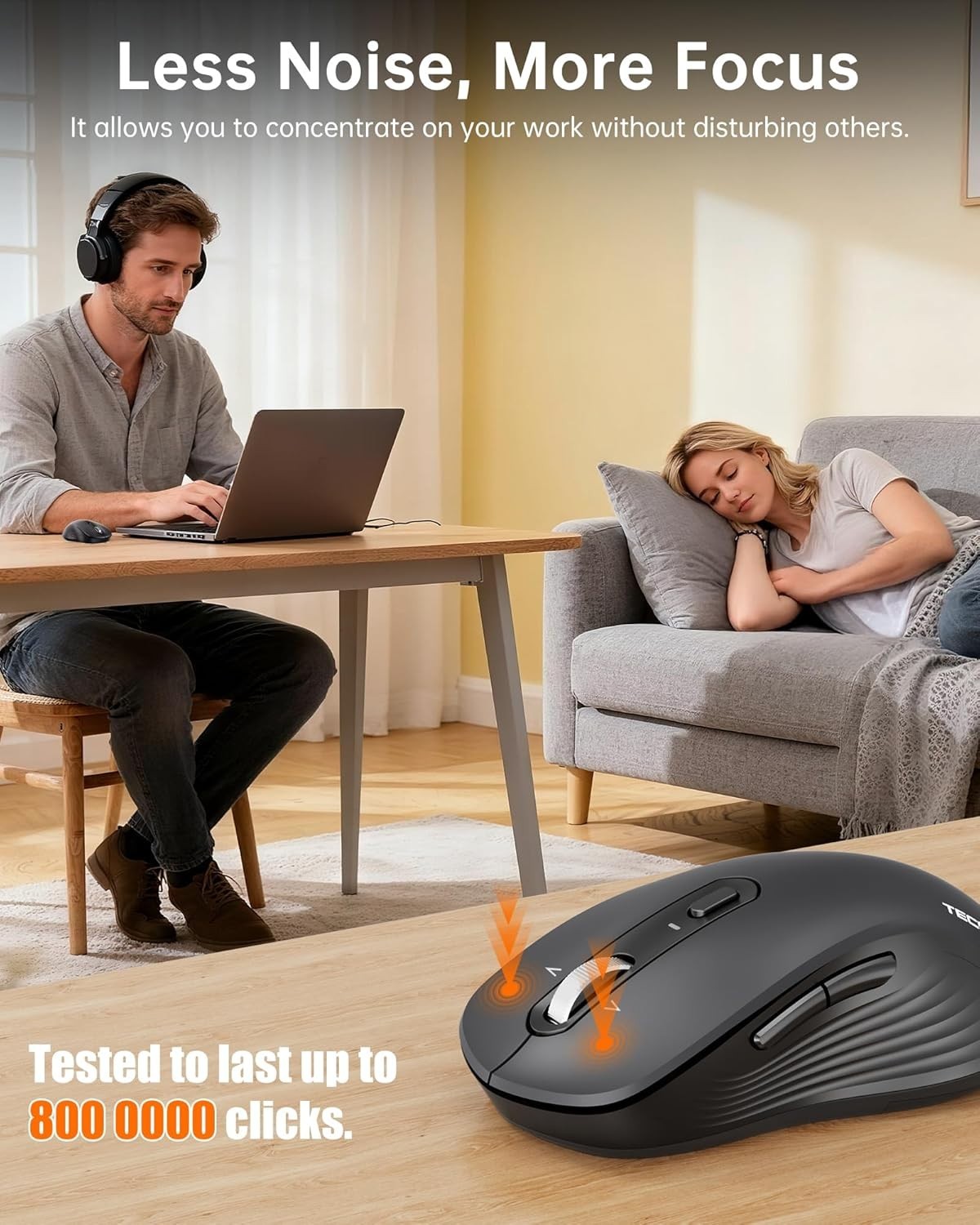 Bluetooth Wireless Mouse 4800 DPI Silent 4-Way Scroll USB 2.4G
