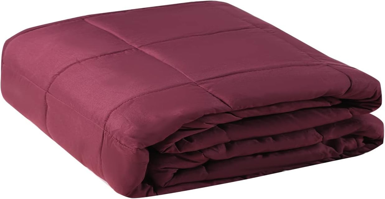 Burgundy Weighted Blanket 150x200cm 9kg for Stress & Anxiety Relief