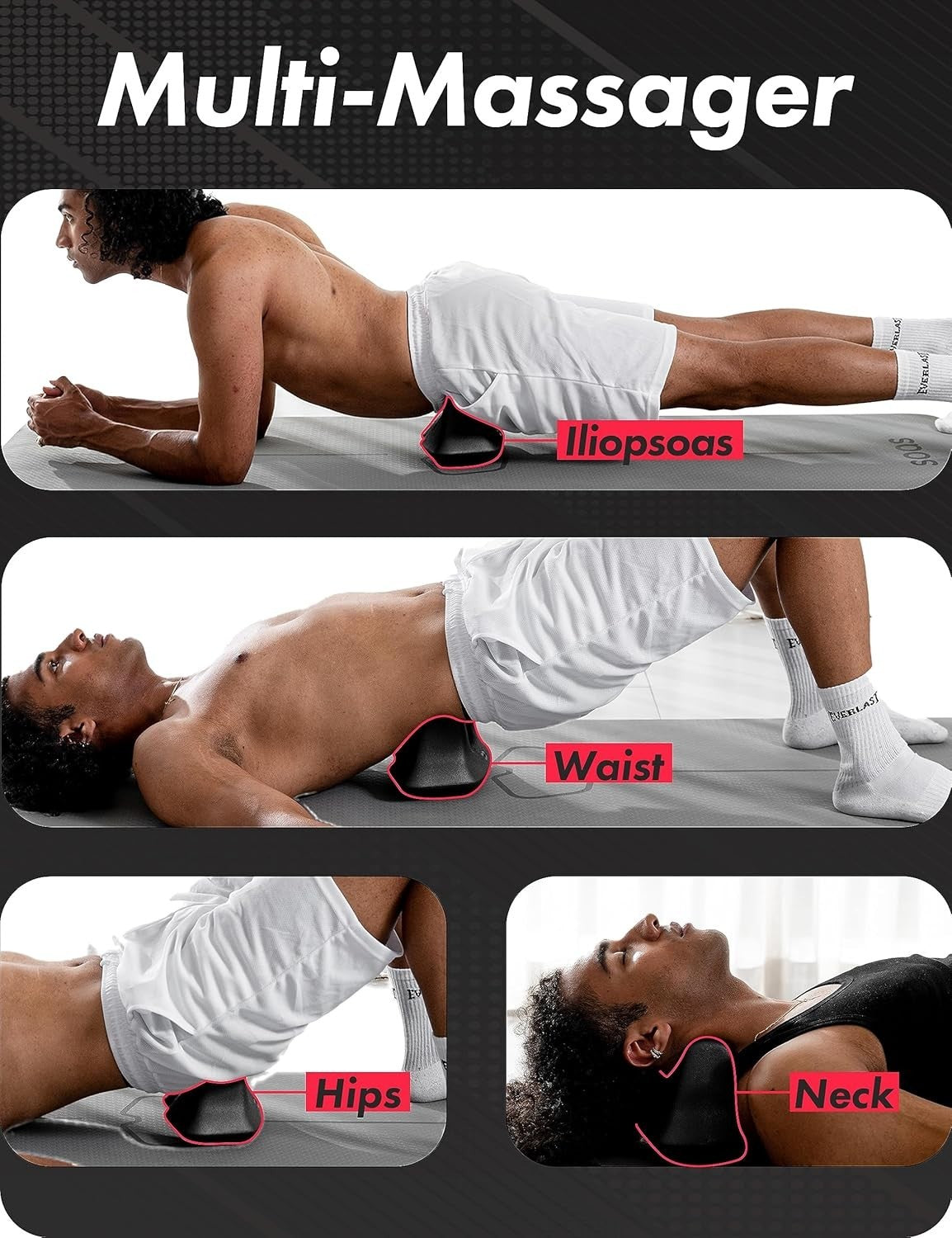 Deep Tissue Hip & Back Massager for Lower Back Pain Relief & Full Body Stretch