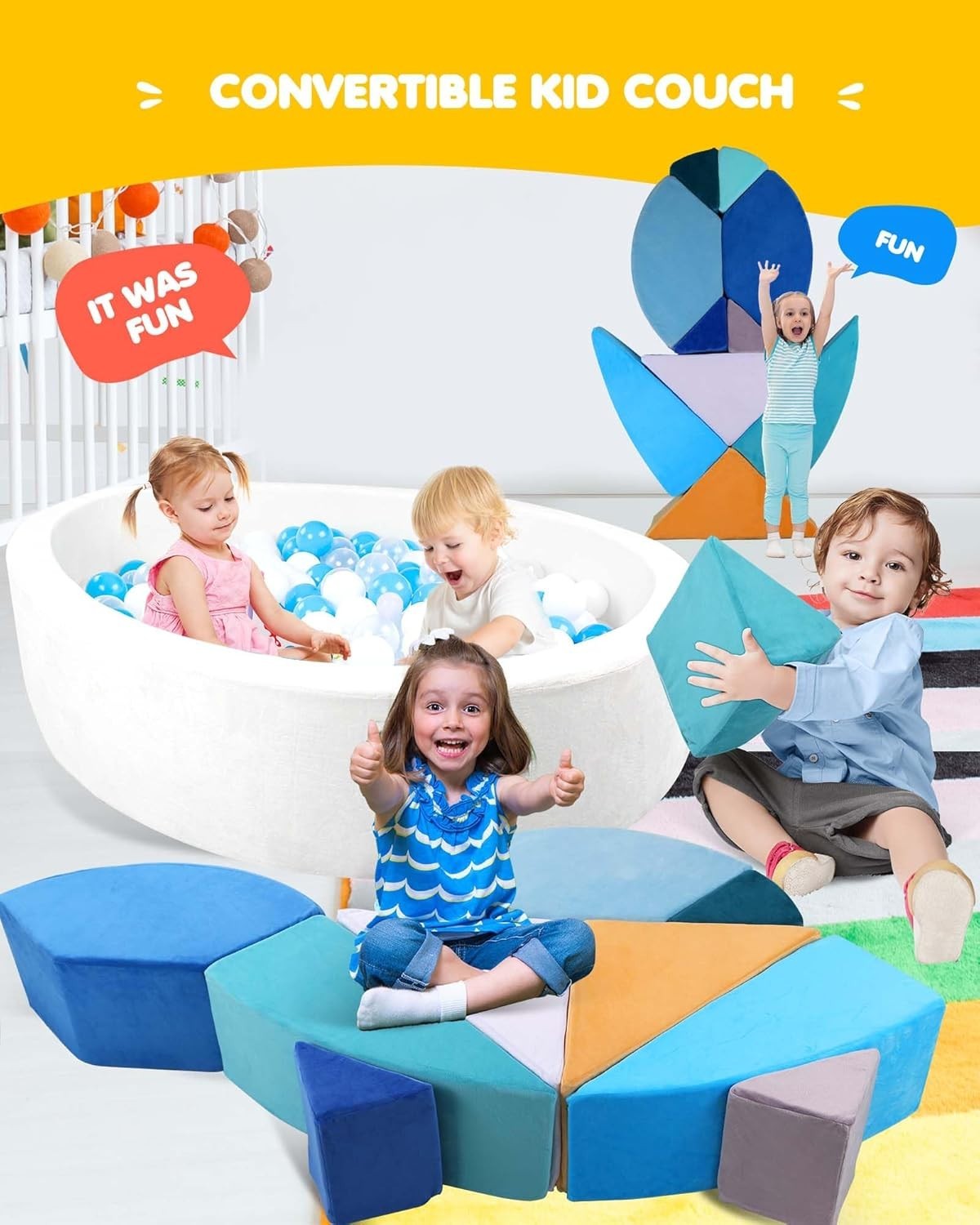 Convertible Kids Egg-Shaped Play Sofa with Ball Pit – Soft, Creative Fun