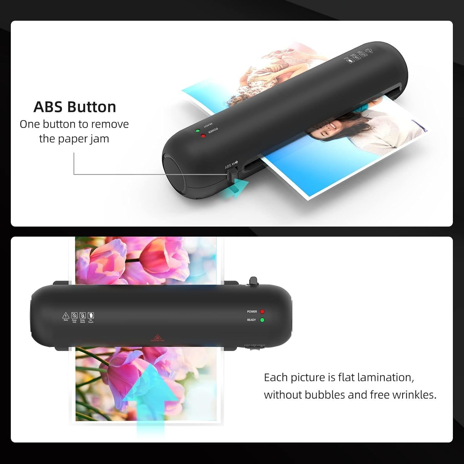 A4 Desk Laminator Hot Cold 2 Roller 9 Inch ABS Jam Release + Tool Set