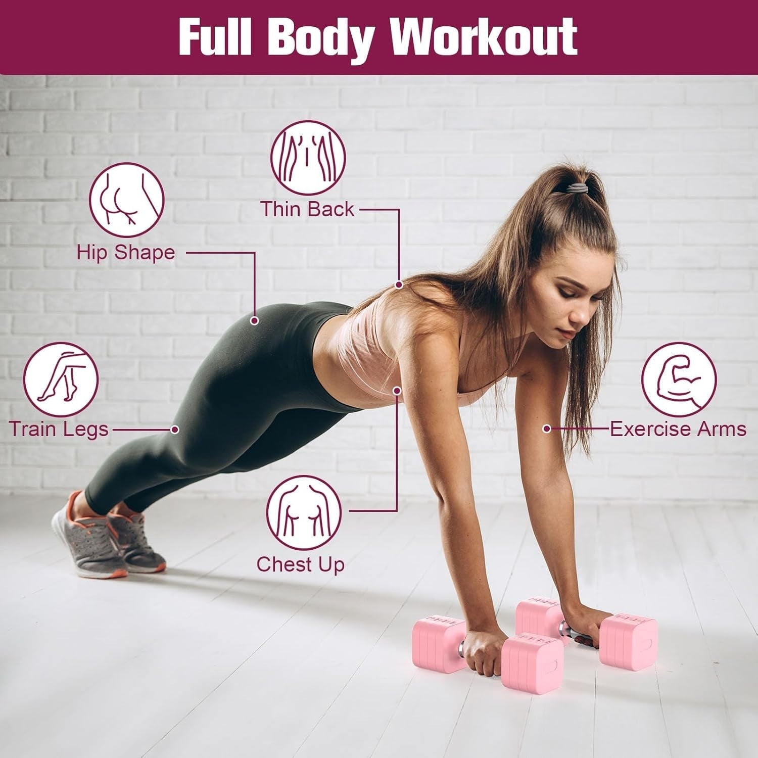 22LB Adjustable Dumbbells Pair 4-Level Anti-Roll Double Lock Home Gym