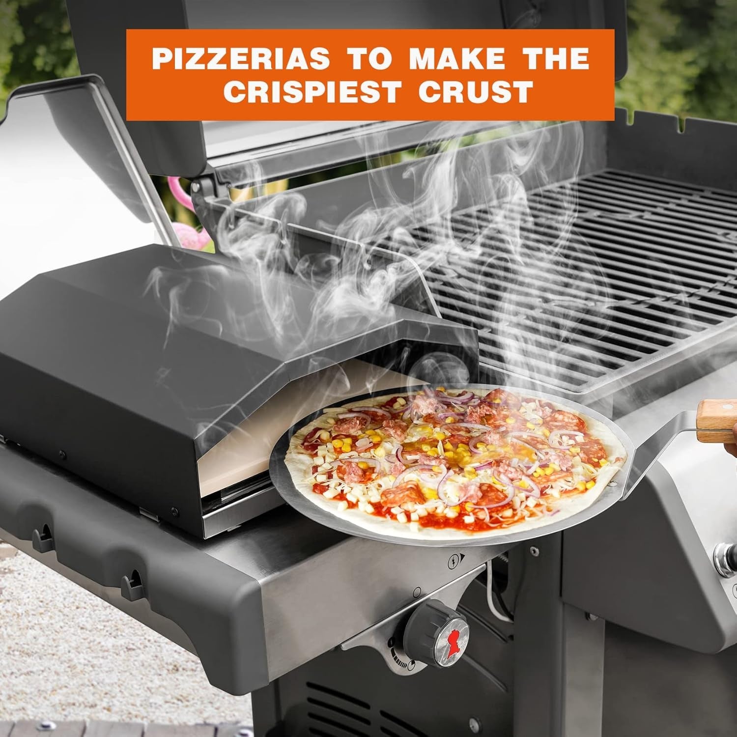 Outdoor Gas Pizza Oven Kit | BBQ Grill with Pizza Stone & Peel for Camping