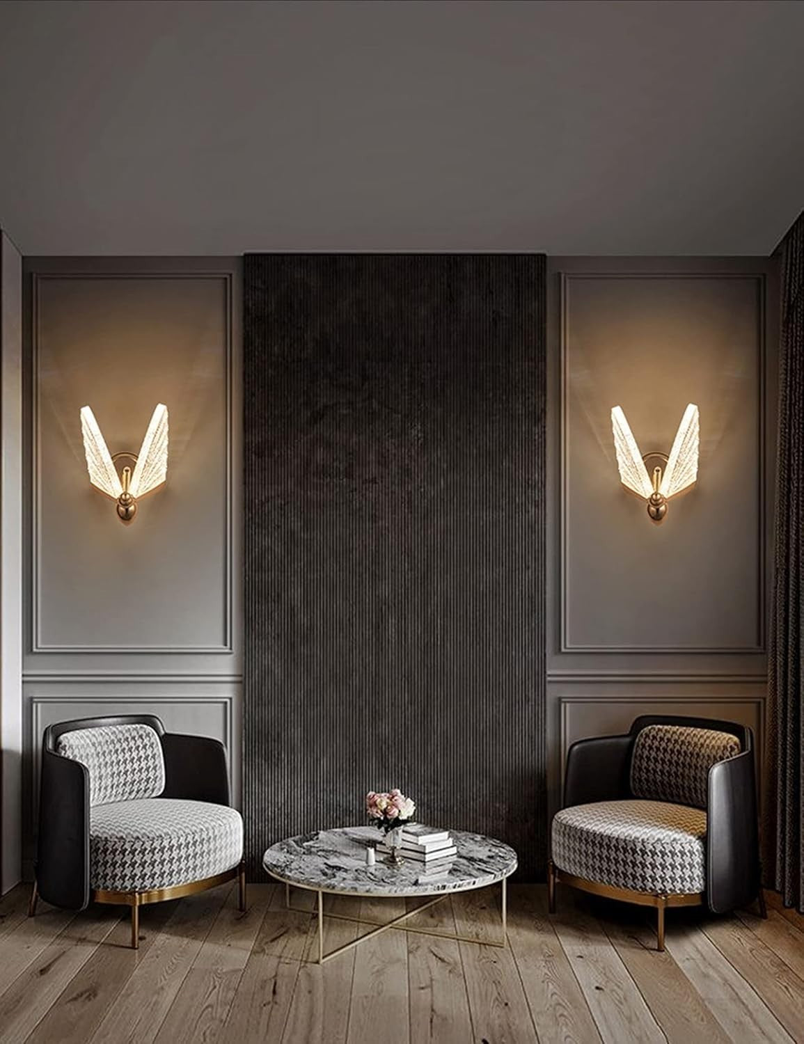 Decorative Butterfly LED Wall Sconces, Modern Acrylic Animal Design, 2-Pack