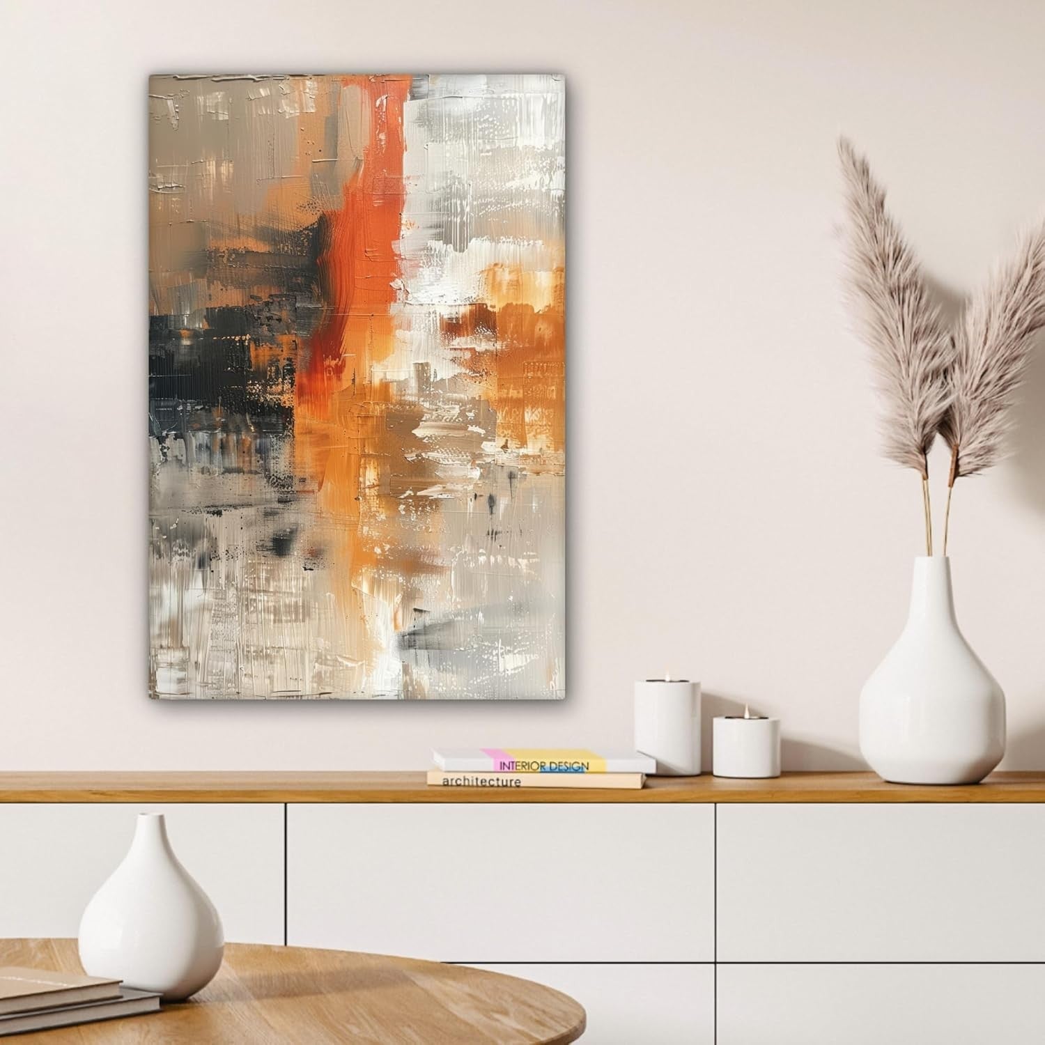 Abstract Canvas Wall Art 40x60cm Gold Grey Modern Living Room Decor