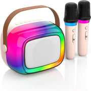 Rainbow LED Karaoke Machine with 2 Wireless Mics Bluetooth