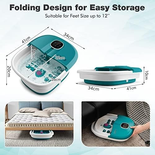 Folding Foot Spa Massager with Heat & Bubbles, Remote, Timer, Pedicure Tub