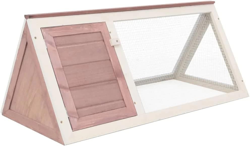 Outdoor Rabbit Hutch Triangle Wooden Small Animal Run Weather Resistant