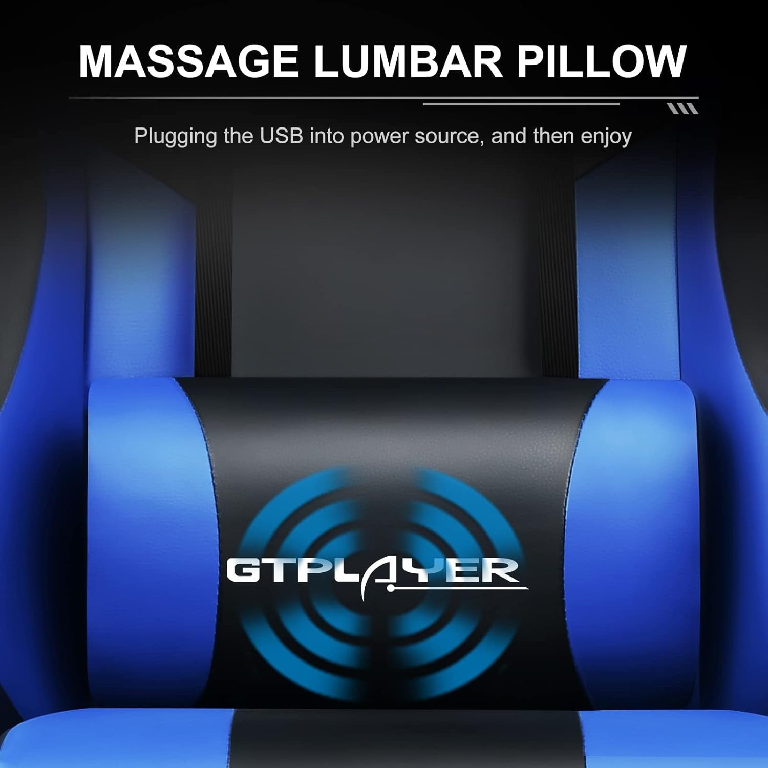 Massage Gaming Chair Reclining Ergonomic Office Chair w Footrest Blue
