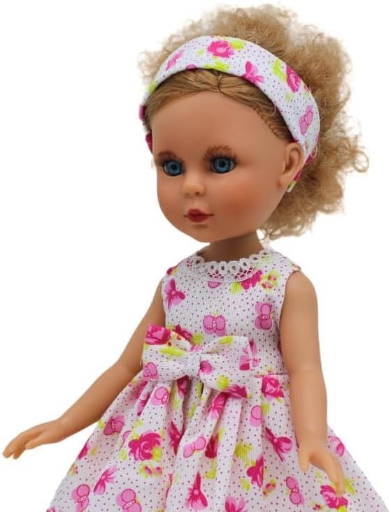 35cm Folk Style Doll Flower Dress Collectible Handmade Spain Craft Gift